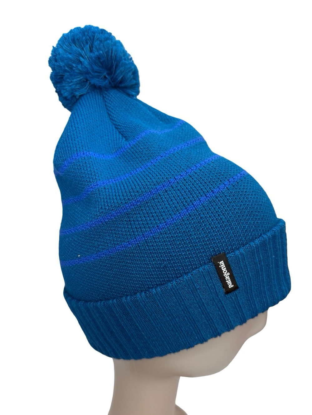 Patagonia Powder Town Beanie Hat Blue Pom Winter Hat Warm Outdoor